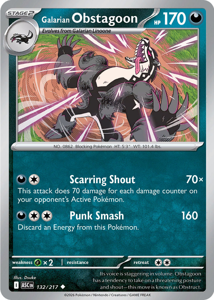 Galarian Obstagoon - 132/217 - Uncommon