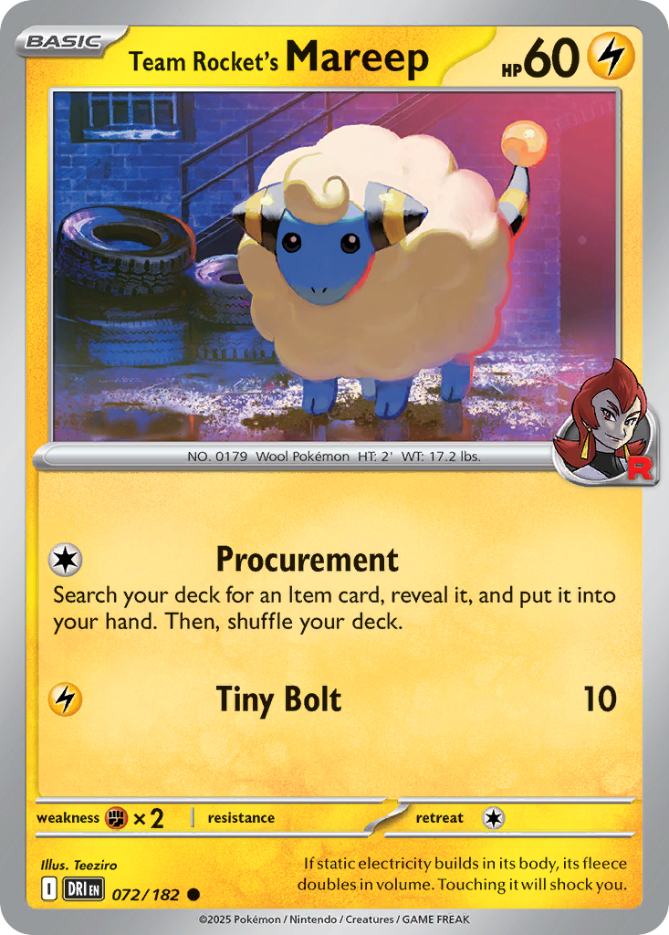 Team Rocket's Mareep - 072/182 - Common